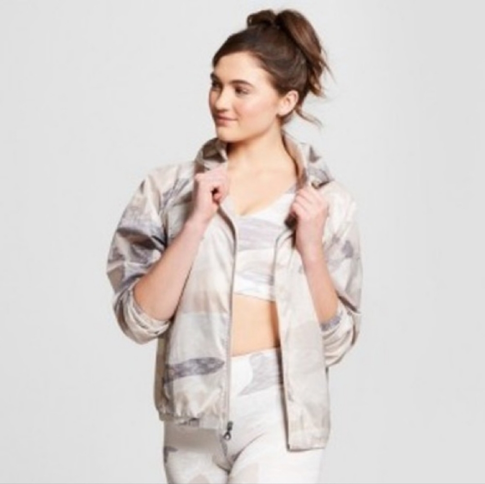 JoyLab ZIP UP CAMOUFLAGE WINDBREAKER, SIZE LARGE